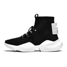 Load image into Gallery viewer, Men&#39;s Chic Black/White High Top Sock Sneaker Shoes - Abershoes