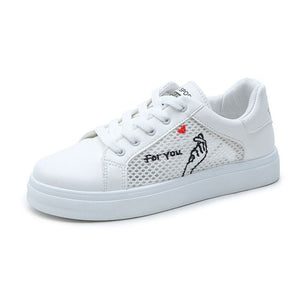 Trendy Summer Mesh Breathable White Shoes - Abershoes