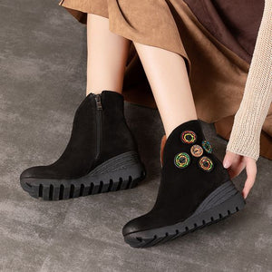 Handmade Leather Platform Wedge Shoes - Abershoes