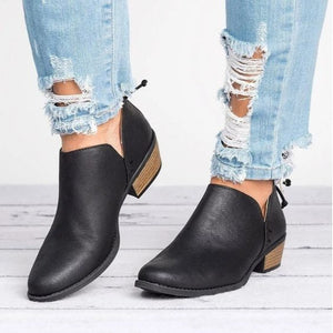 Trendy Pure Color Ankle Bootie Shoes - Abershoes