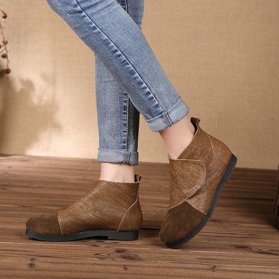 Leather Retro Booties - Abershoes