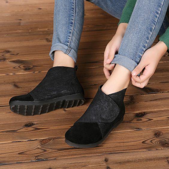 Leather Retro Booties - Abershoes