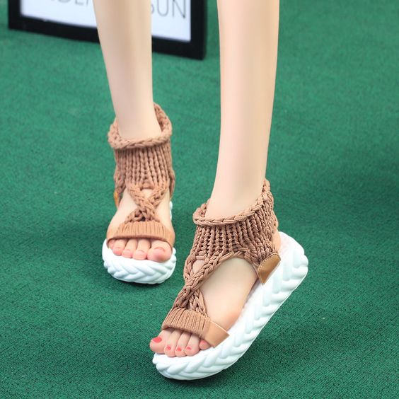 Pure Color Knitting Wool Sandal Shoes - Abershoes