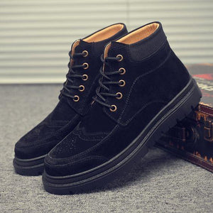 High Top Khaki/Black Leather Martin Boots - Abershoes