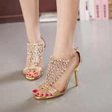 Load image into Gallery viewer, Sexy Rhinestone High Heel Sandal Shoes - Abershoes