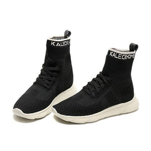 Women's Pure Color High Top Sock Shoes - Abershoes