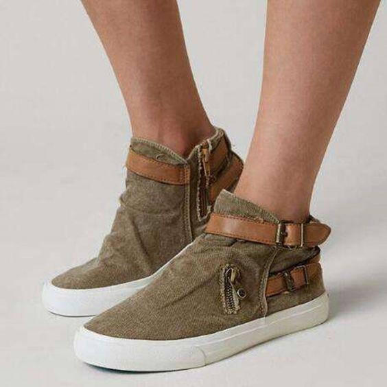 Flat Belt Buckle Cowboy Shoes - Abershoes