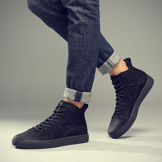 British Trend High Top Leather Shoes - Abershoes