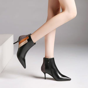 Trendy Design Color Block Side Zipper High Heel Pumps - Abershoes