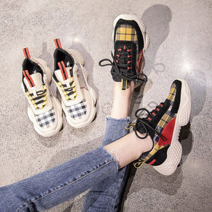 Hot Trend Color Block Grid Sneaker Shoes - Abershoes