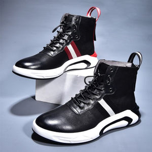 High Top Leather Sneaker Shoes - Abershoes