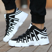 Load image into Gallery viewer, Black White Stripes Breathable Running Shoes - Abershoes