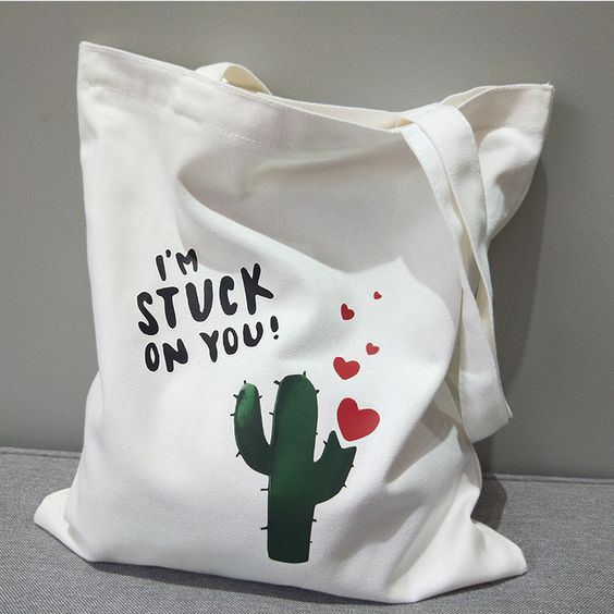 Simple Cactus Pattern Tote Bag - Abershoes