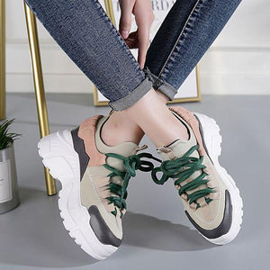 Chic Color Block Leather Dad Sneaker Shoes - Abershoes