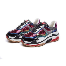 Load image into Gallery viewer, Chic Color Block Sequins Sneaker Shoes - Abershoes