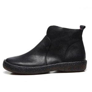 Chic Brown/Black Retro Leather Booties - Abershoes