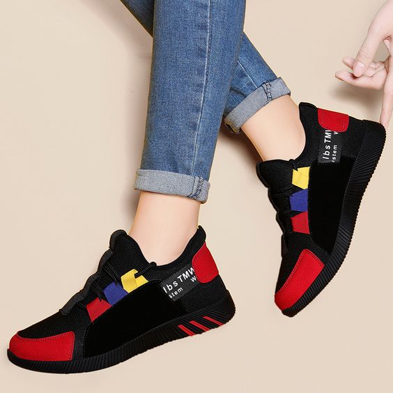 Girls Color Block Trendy Design Sneaker Shoes - Abershoes