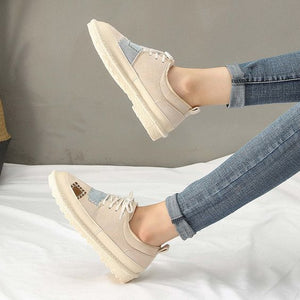 Chic Suede Design Flat Patch Shoes - Abershoes