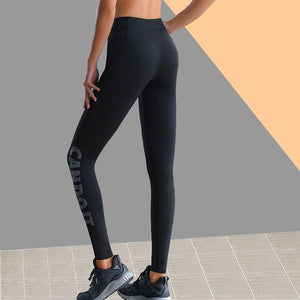 Yoga Gym Golden/Silver Letter Printed Leggings - Abershoes