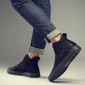 British Trend High Top Leather Shoes - Abershoes