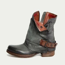 Load image into Gallery viewer, Women&#39;s Retro Belt Buckle Side Zipper Boots - Abershoes
