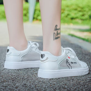 Trendy Summer Mesh Breathable White Shoes - Abershoes