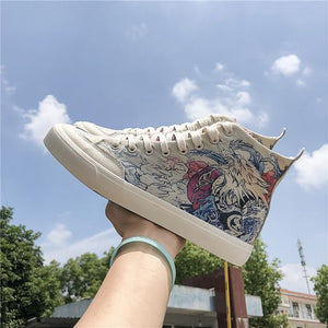 Men's Chic High Top Painting Canvas Shoes - Abershoes