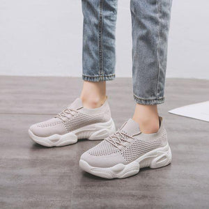 Pure Color Low Cut Mesh Breathable Sneaker Shoes - Abershoes