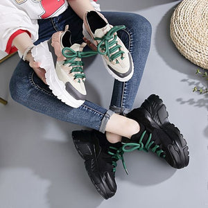 Chic Color Block Leather Dad Sneaker Shoes - Abershoes