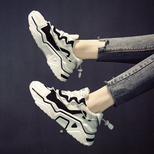 Women's Trendy Black/White Mesh Breathable Sneaker Shoes