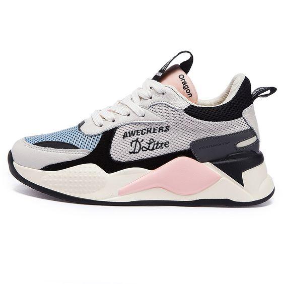 Trendy Color Block Leather Sneaker Shoes - Abershoes