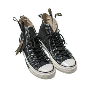 Couples Side Zipper Hip Top Canvas Shoes - Black - Abershoes