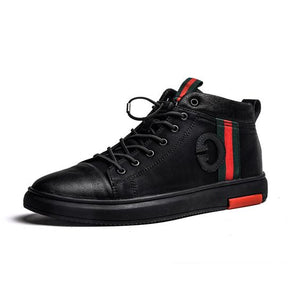 Trendy British Black High Top Shoes - Abershoes