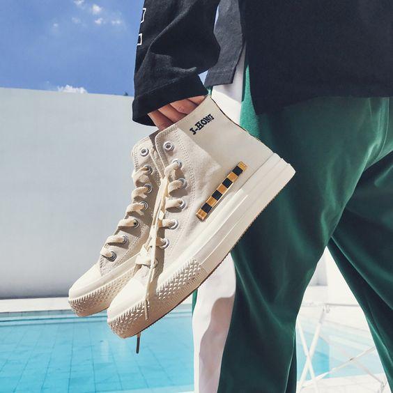 Trendy Student Style High Top Canvas Shoes - Abershoes