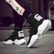 Load image into Gallery viewer, Men&#39;s Chic Black/White High Top Sock Sneaker Shoes - Abershoes