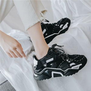 New Arrival Trendy Design Black/White Dad Sneaker Shoes - Abershoes