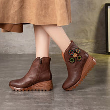 Load image into Gallery viewer, Handmade Leather Platform Wedge Shoes - Abershoes