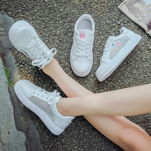 Trendy Summer Mesh Breathable White Shoes - Abershoes