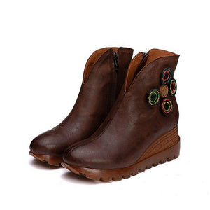 Handmade Leather Platform Wedge Shoes - Abershoes