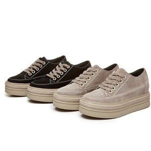 Leather Frosted Platform Shoes - Abershoes