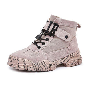 Women's Trendy British Martin Canvas Booties - Abershoes