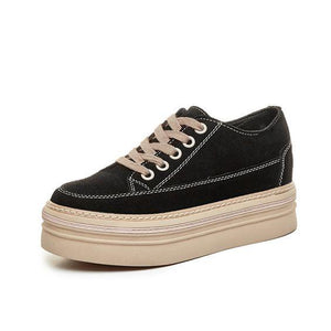Leather Frosted Platform Shoes - Abershoes