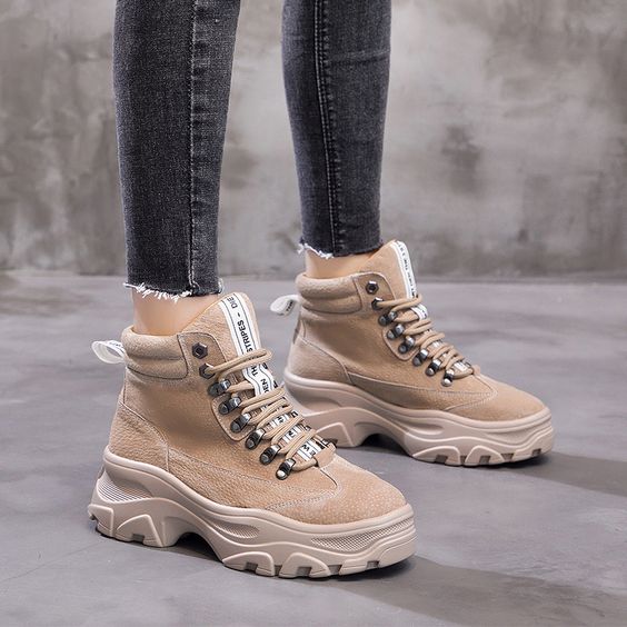 Women's Stylish Leather Platform Boots - Abershoes