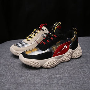 Hot Trend Color Block Grid Sneaker Shoes - Abershoes