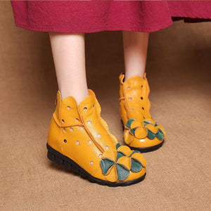 Stylish Design Comfort Ethnic Leather Booties - Abershoes