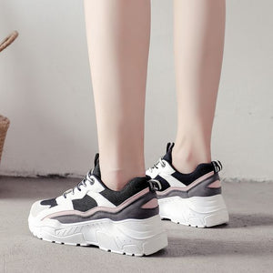 Women's Color Block Mesh Breathable Sneaker Shoes - Abershoes