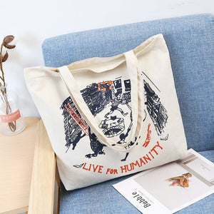 Floral Print Student Style Tote Bag - Abershoes