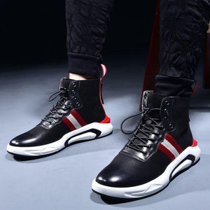 High Top Leather Sneaker Shoes - Abershoes