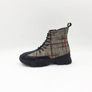 Trendy British Zipper Grid Boots - Abershoes