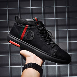 Trendy British Black High Top Shoes - Abershoes